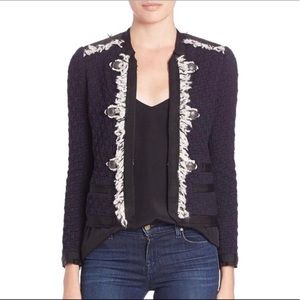 Rebecca Taylor sz 6 Lana Navy blue fringe jacket